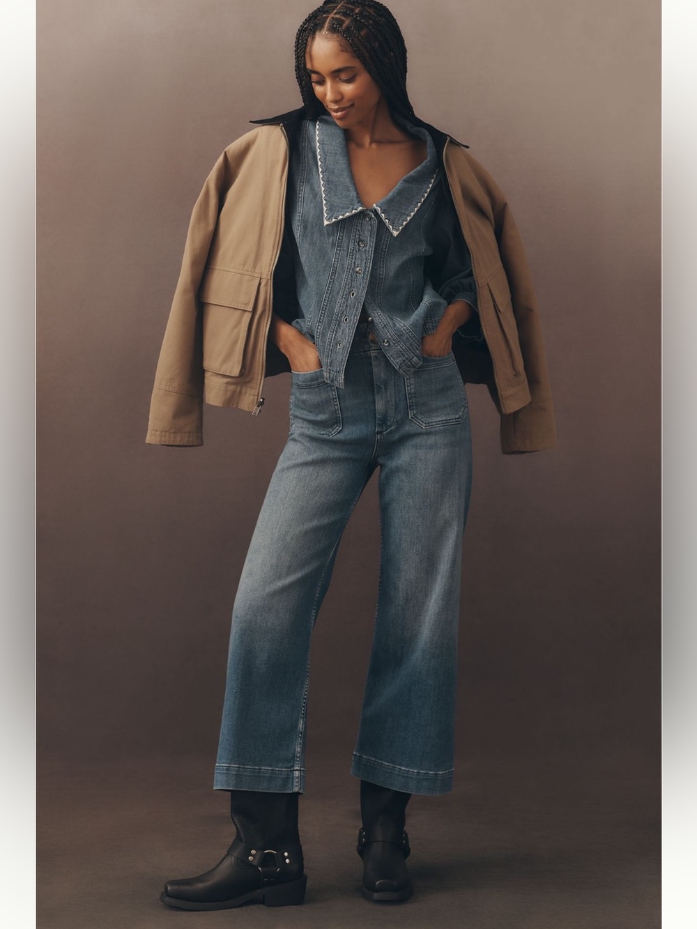 Anthropologie Maeve Colette High-Rise Wide-Leg Cropped Jeans. Size: 27. NWT!